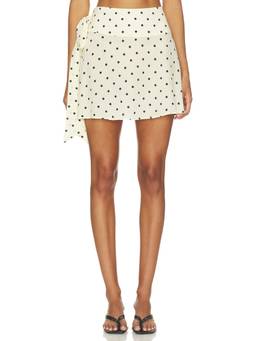 Orseund Iris - Kiss Me Dot Women's Polka Dot Waist Tie Mini Skirt Off White