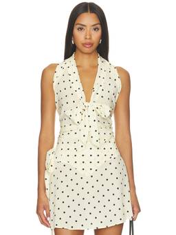 Orseund Iris - Kiss Me Dot Women's Polka Dot Tie-Up Halter Neck Blouse Off White