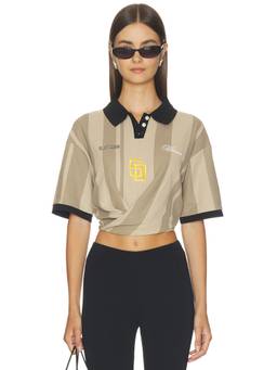 Off Season - San Diego Padres Women's Embroidered Rugby Tee Beige