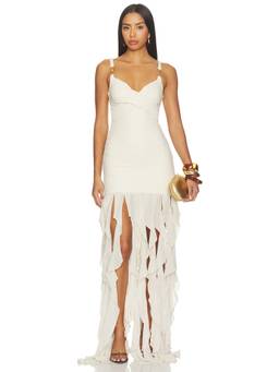 PatBO - Knit Women's Sleeveless V-Neck Maxi Dress Off White