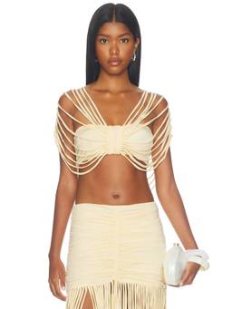 PatBO - Lyria Women's Draped Strappy Jersey Crop Top Cream