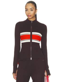 P.E Nation - Solar Knit Women's Ribbed Zippered Jacket Brown