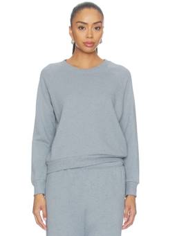 perfectwhitetee - Alexi Women's Terry-Lined Ribbed Trim Sweatshirt Blue