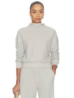perfectwhitetee - Arden Women's Cotton Mock Neck Pullover Sweatshirt Grey