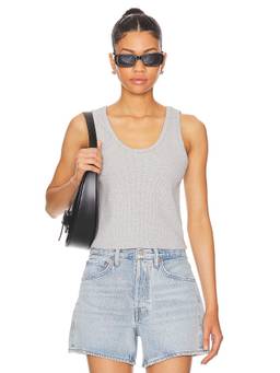 perfectwhitetee - Structured Rib Women's High Neck Sleeveless Tank Top White