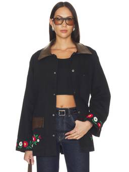 Found - Canvas Embroidered Women's Work Jacket Black