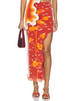 PH5 - Lily Women's High-Waist Thigh Cut-Out Midi Skirt Orange
