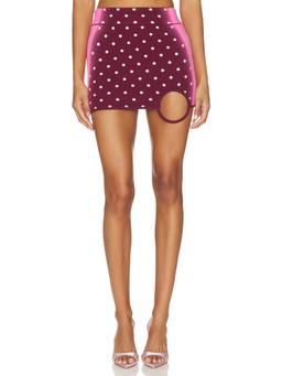 PH5 - Siria Women's Polka Dot Ring Detail Mini Skirt Pink