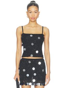 PH5 - Ariel Women's Sequined Adjustable Strap Tank Top Black