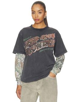 Philcos - Jeep 4X4 Country Men's Graphic Print Layered Crew Neck T-Shirt Multi-Color