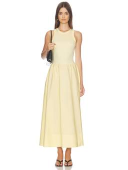 POLO RALPH LAUREN - Crew Neck Women's Sleeveless Fit & Flare Maxi Dress Yellow