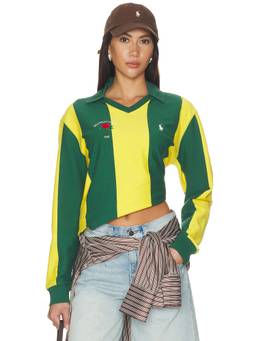 POLO RALPH LAUREN - Rugby Jersey Women's Striped Polo Collar Pullover Multi-Color
