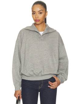 POLO RALPH LAUREN - Arctic Fleece Women's Mock Neck Button Sweatshirt Grey
