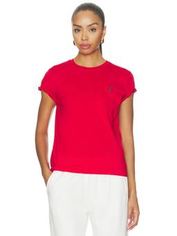 POLO RALPH LAUREN - Women's Embroidered Logo Crew Neck T-Shirt Red