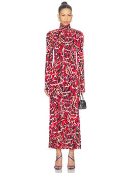 Proenza Schouler White Label - Mabel Women's Printed High Neck Jersey Midi Dress Red