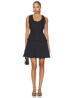 Proenza Schouler White Label - Kaida Women's Tweed Frayed Trim Fit & Flare Dress Black