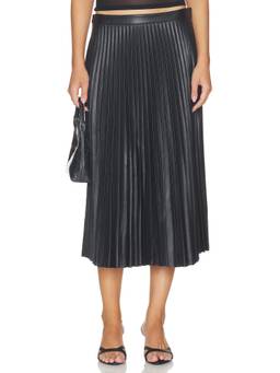 Proenza Schouler White Label - Daphne Women's Pleated Faux Leather Midi Skirt Black