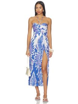 Poupette St Barth - Collina Women's Printed Halter Neck Midi Dress Blue