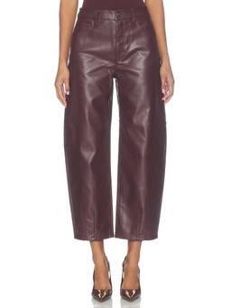 PISTOLA - Eli Women's High-Waist Arched Leg Faux Leather Trousers Brown
