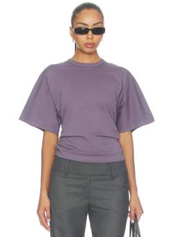 PISTOLA - Veronica Women's Ruched Side Kimono Sleeve Crew Neck T-Shirt Purple