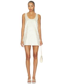 ROAME. - Mateo Women's Crushed Textured Scoop Neck Mini Dress Off White