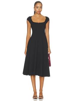 Rat Boi - Dream Women's Stretch Jersey Square Neck Midi Dress Black