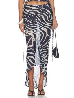 Reina Olga - Sirenusa Women's Sheer Side Tie Wrap Midi Skirt Multi-Color