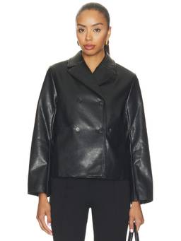Rag & Bone - Finley Women's Faux Leather Double-Breasted Jacket Black