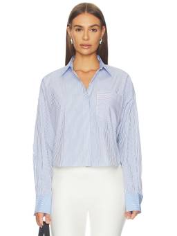 Rag & Bone - Marin Women's Striped Cotton Button-Down Shirt Blue