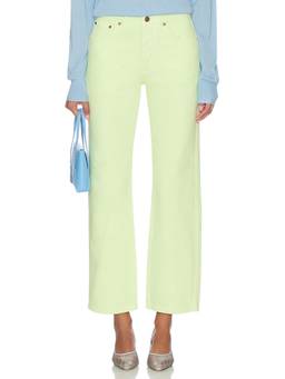 RENGGLI - Cropped Women's Mid-Waist Straight-Leg Jeans Green
