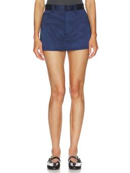 RENGGLI - Satin Women's Cargo Mini Skirt Navy Blue