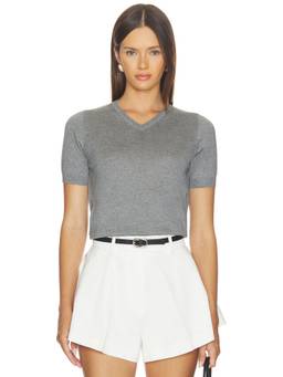 RENGGLI - Women's V-Neck Knit Tee Grey