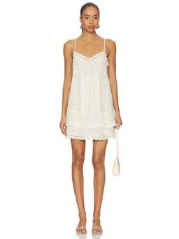 ROCOCO SAND - Lace Detail Women's Pleated Slip Mini Dress White