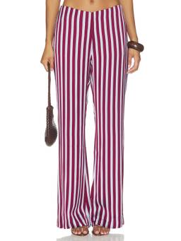 ROCOCO SAND - Satin Women's Flared Wide-Leg Palazzo Pants Maroon