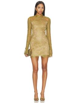 Retrofete - Gilana Women's Lace Split Sleeve Mini Dress Green