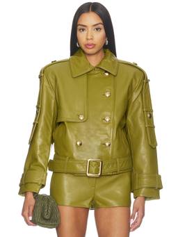 Retrofete - Yseld Women's Belted Lamb Leather Jacket Olive