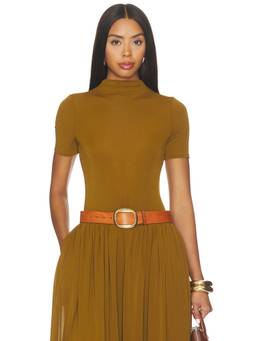 Ronny Kobo - Tommy Women's Slinky Jersey Mock Neck Bodysuit Mustard