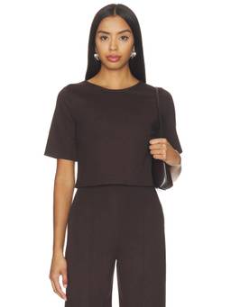 Ripley Rader - Ponte Knit Women's Cropped Half Sleeve Crop Top Brown