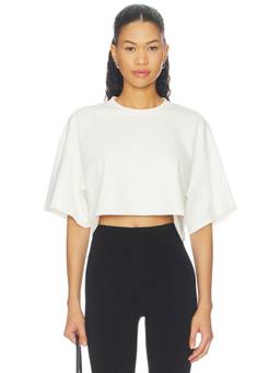 Ripley Rader - Ponte Knit Women's Cropped Crew Neck Jersey Crop Top White
