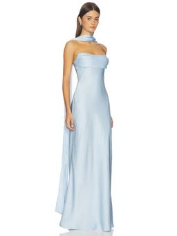 Runaway The Label - Madeleine Women's Strapless Satin Maxi Dress Blue