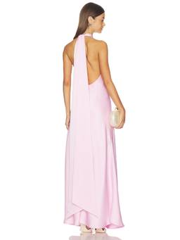 Runaway The Label - Arabelle Women's Halter High Neck Satin Maxi Dress Pink