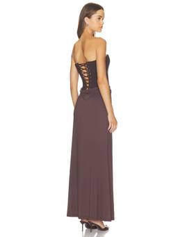 Runaway The Label - Taleah Women's Strapless Corset Maxi Dress Brown