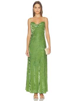 Runaway The Label - Lyssa Women's Cowl Neck Cross Back Maxi Dress Green