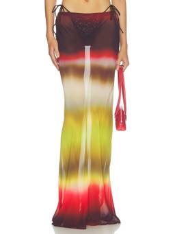 Runaway The Label - Cyrus Women's Low Waist Sheer Maxi Skirt Red