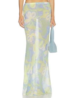 Runaway The Label - Cyrus Women's Low Waist Sheer Maxi Skirt Green