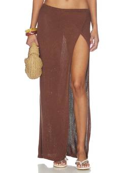 Runaway The Label - Kiva Women's High Side Slit Sequin Maxi Skirt Brown