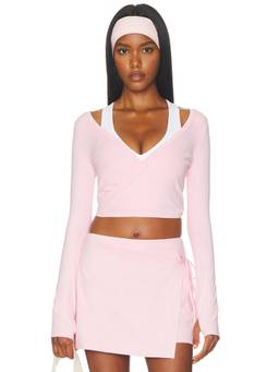 Runaway The Label - Torie Ballet Women's Wrap Tie Crop Top Pink