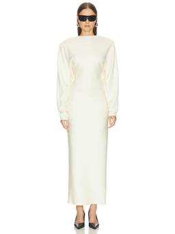 SANS FAFF - Cloud Women's Backless Padded Shoulder Maxi Dress Off White