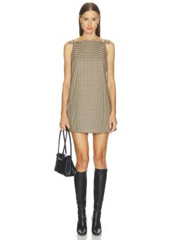 SANS FAFF - Check Gigi Women's Bow Strap Checks Mini Shift Dress Beige