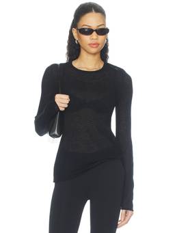 SANS FAFF - Alpaca Sheerline Women's Sheer Slub Knit Full Sleeves Top Black